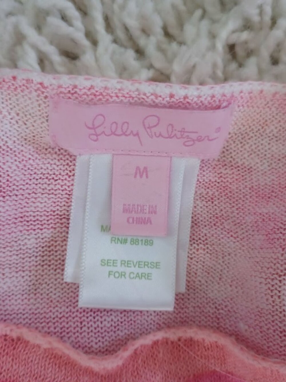 Lilly Pulitzer 100% Linen Sweater Womens M Pink Striped Lightweight Knit Top - Picture 3 of 7